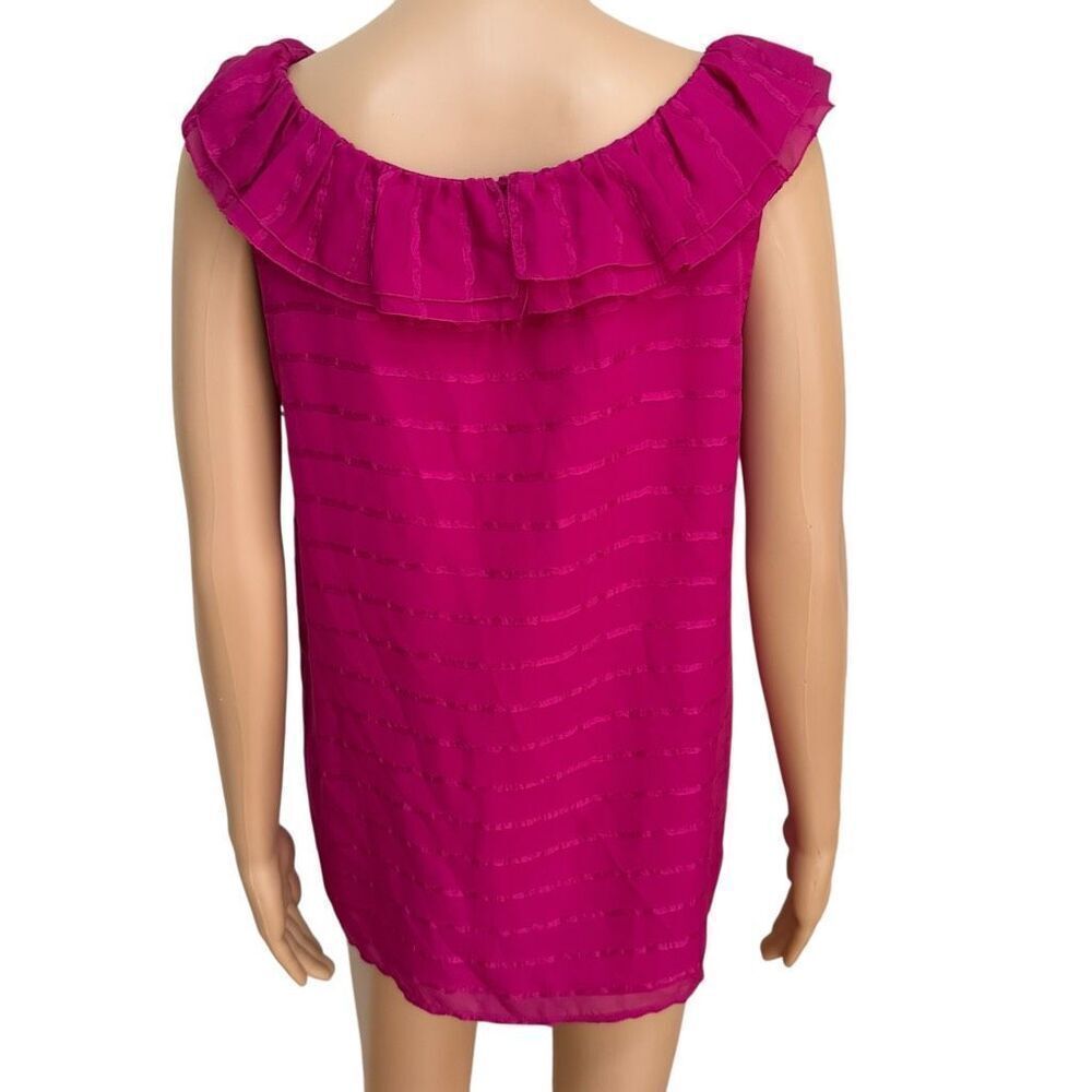 Kate Spade New York 100% silk fuchsia sleeveless ruffled blouse size M - Picture 2 of 6
